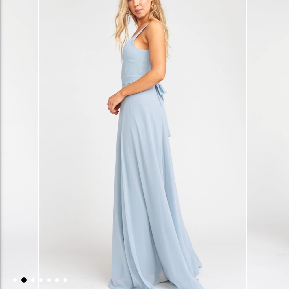 Show Me your MuMu Jenn Maxi Dress Steel Blue Chif